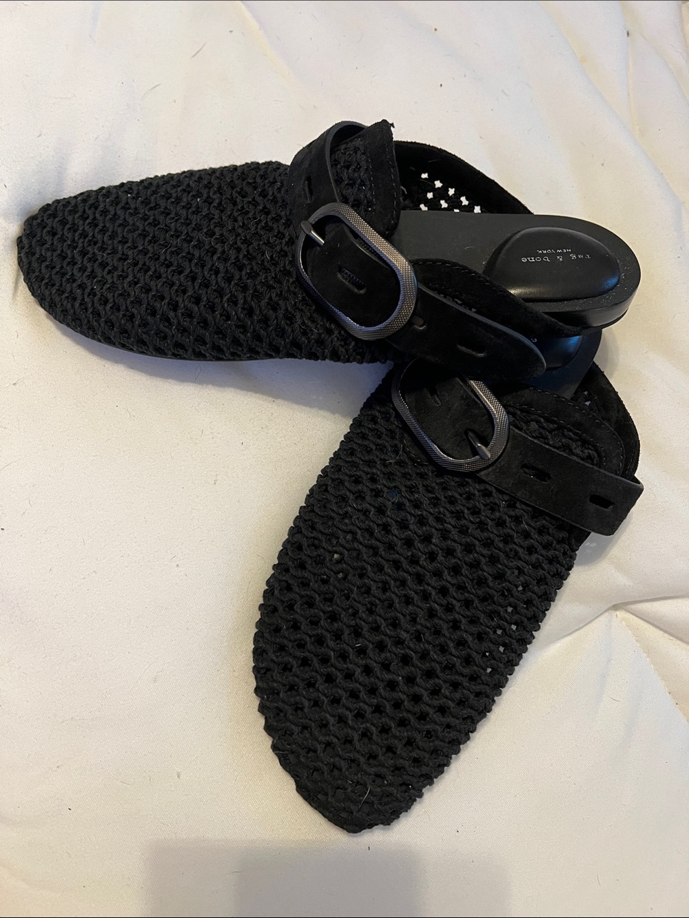 rag & bone Black Woven Mule with Buckle